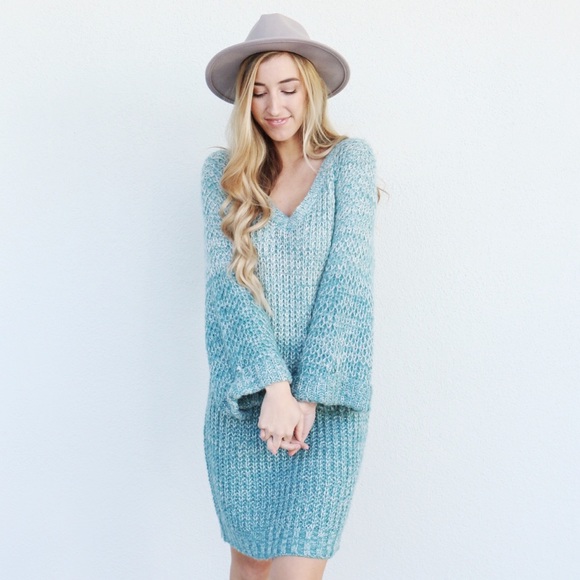 blue sweater dress - Picture 2 of 6